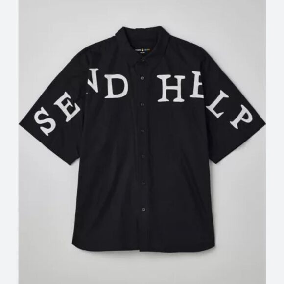 Teddy Klein X Hila Klein Send Help Woven Shirt NWT - Picture 1 of 7
